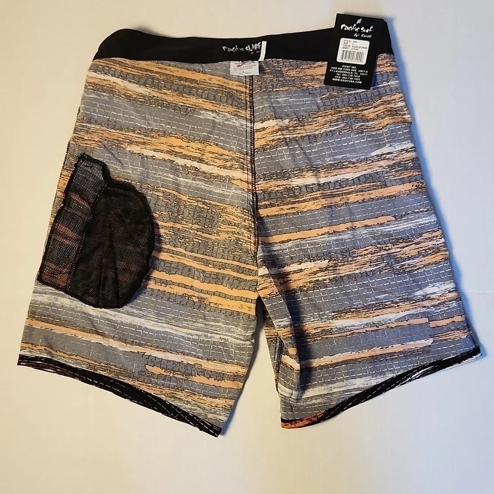 Pacific Surf Men's Size Large Multi-Color Surfer Print Vintage Surf Swim Trunks